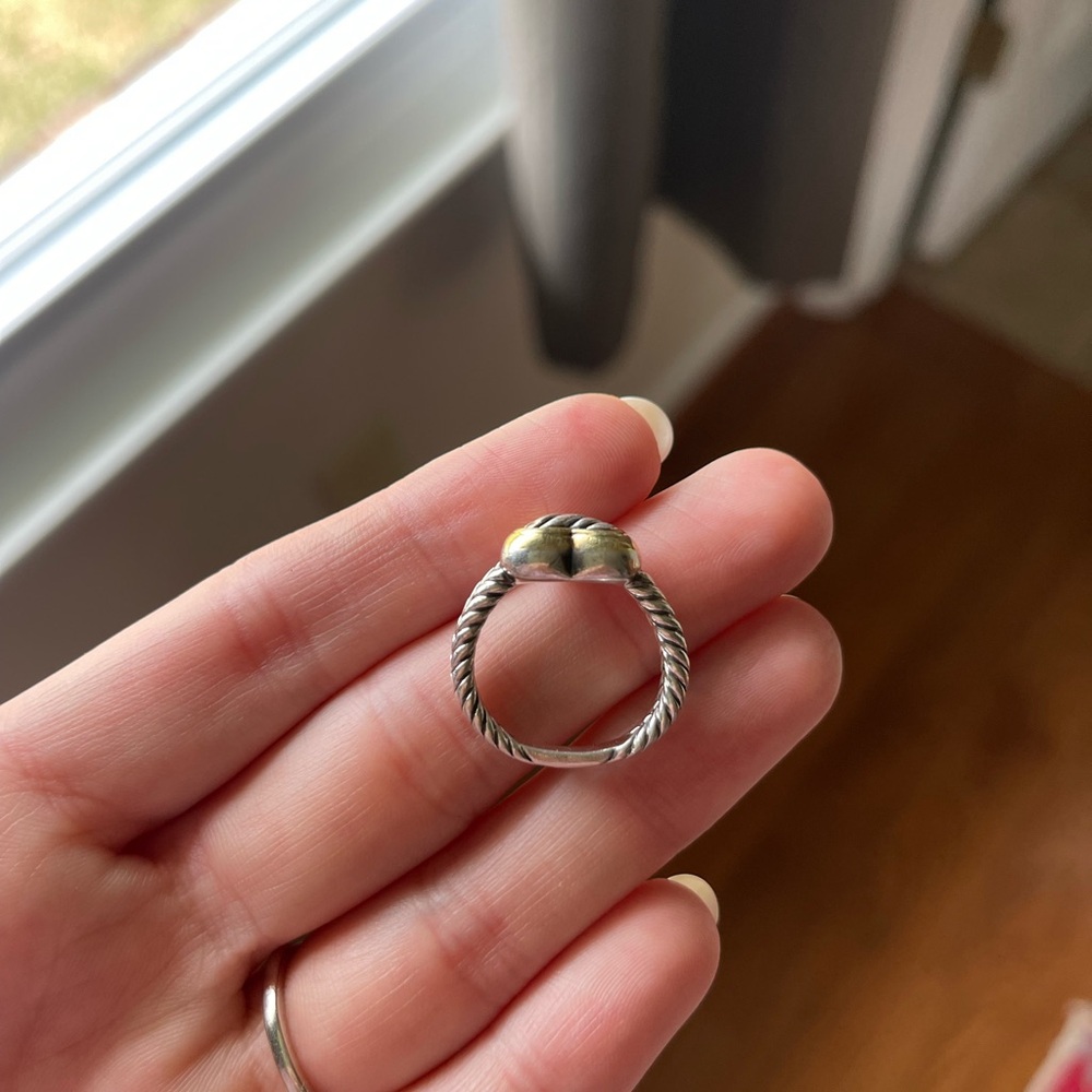 Vintage! David Yurman 18k Yellow Gold Sterling Silver Cable Heart Ring - Picture 5 of 5